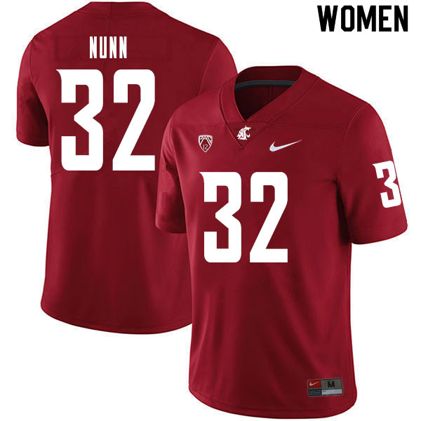 Women #32 Pat Nunn Washington State Cougars College Football Jerseys Sale-Crimson